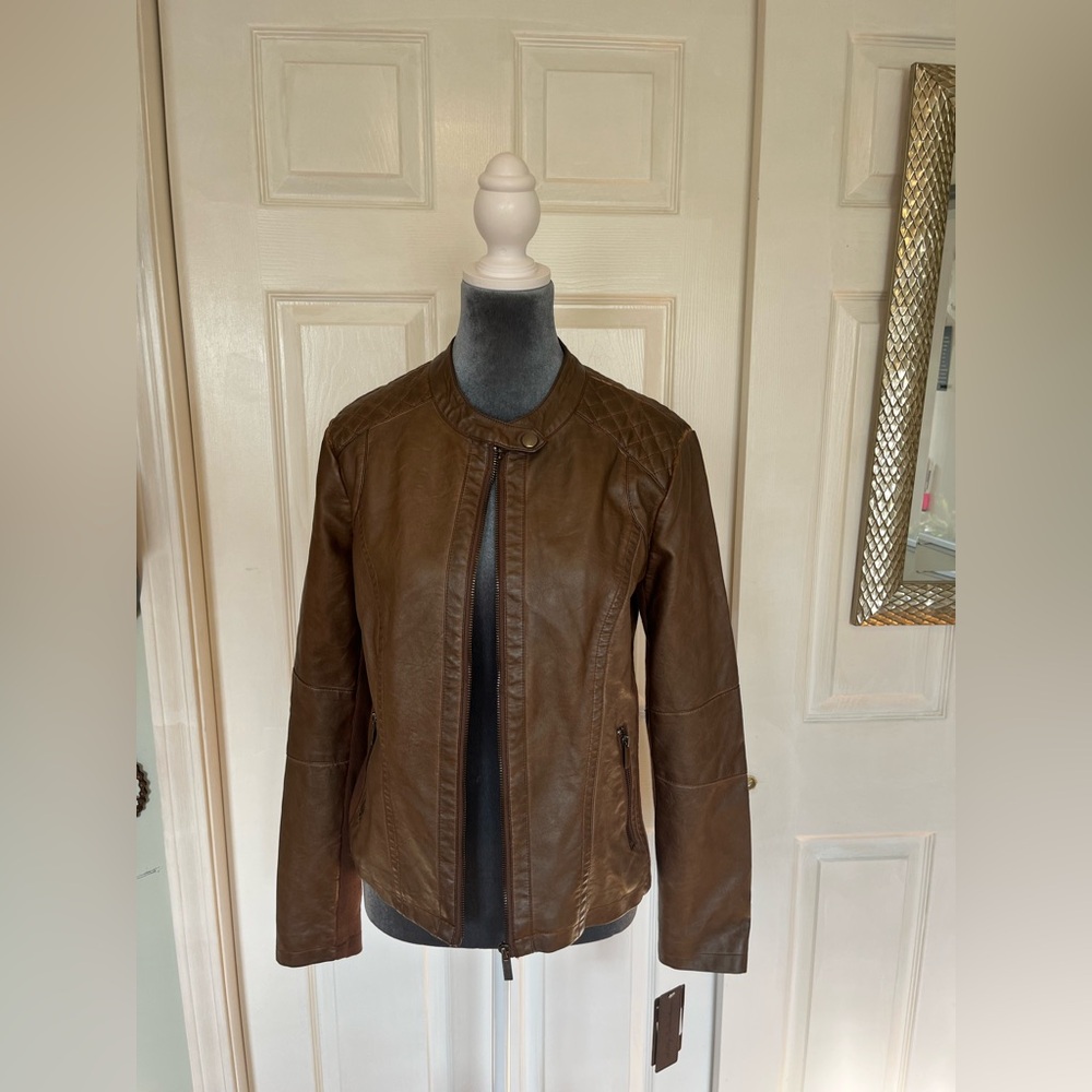 Sebby Light Brown Faux Leather Jacket